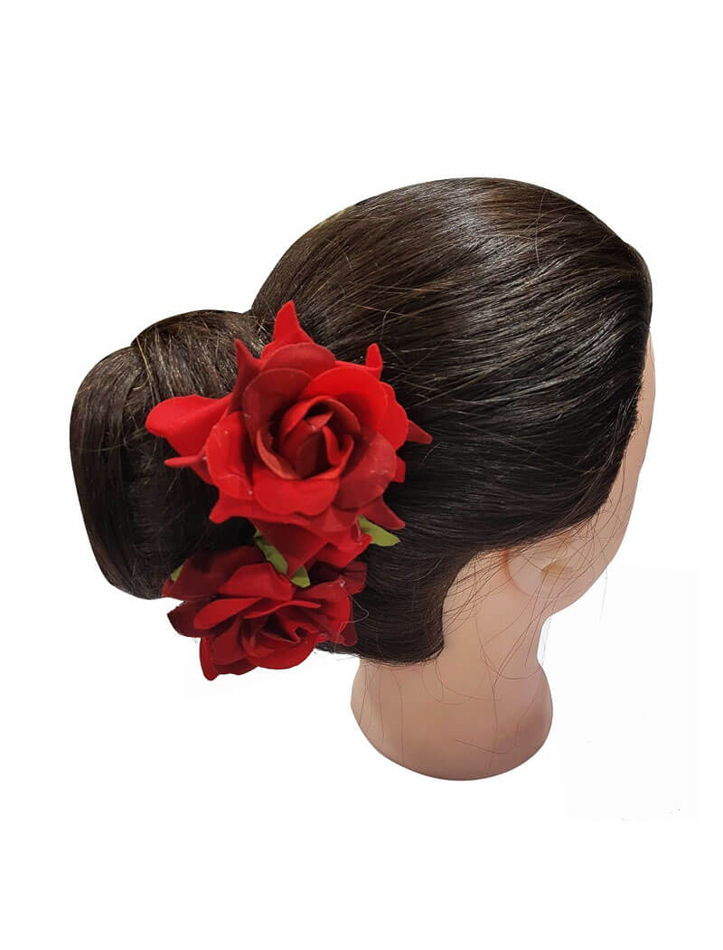 Artificial Rose Hair Clips Side