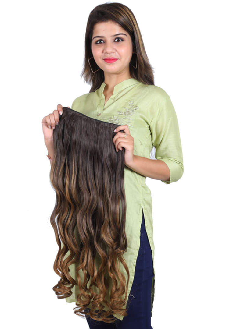 Buy 5 Clips Curly/Wavy Ombre(4T27) Matte Finish Premium Synthetic Hair  Extensions Online at Best Price in India