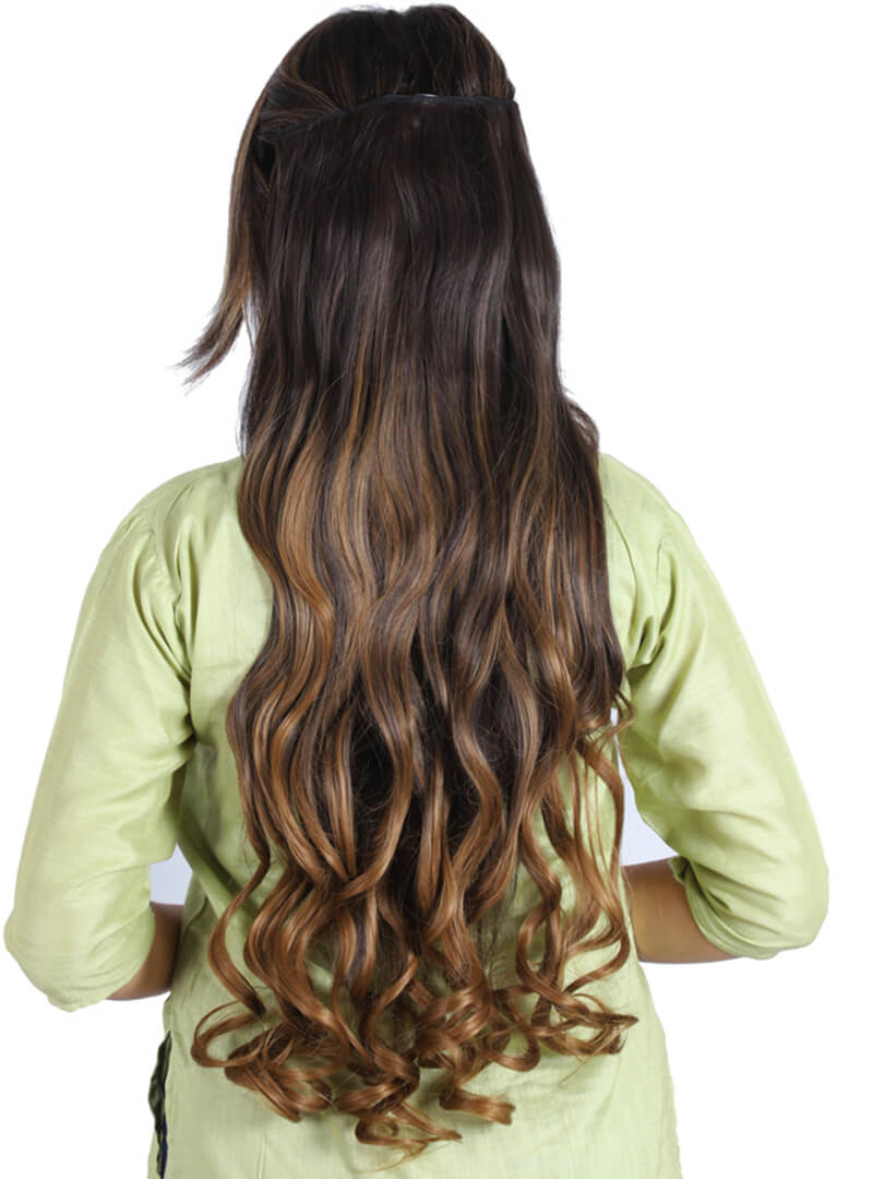 2 Tone Ombre Curly Hair Extension Back