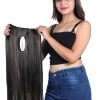 5 Clips Straight Brown with Golden Highlights(4#27) Matte Finish Premium Synthetic Hair Extensions