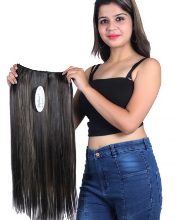 5 Clips based Golden Highlight Hair Extension Brown Top