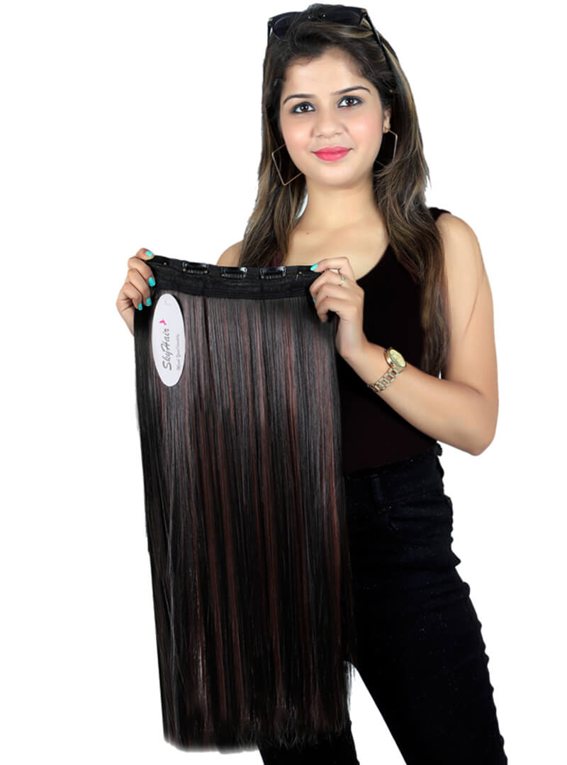 Buy Leysin Human Hair Streaks, Highlighter 1 Clip Hair Extension For Women,  Medium Brown, Pack Of 1 Online at Low Prices in India - Amazon.in