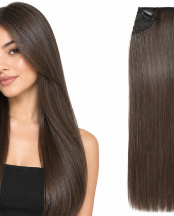5 Clips based Straight 26 Inch Brown Matte Finish Hair Extensions 200 grams
