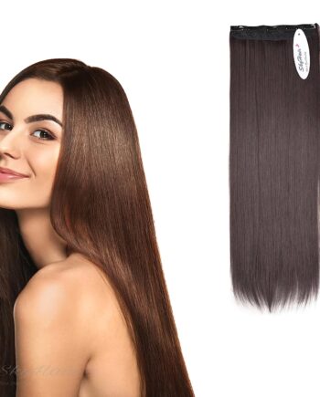 5 Clips based Straight 26 Inch Dark Brown Matte Finish Hair Extensions 200 grams