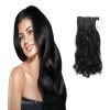 5 Clips Matte Black Curly/Wavy Premium Synthetic Hair Extensions