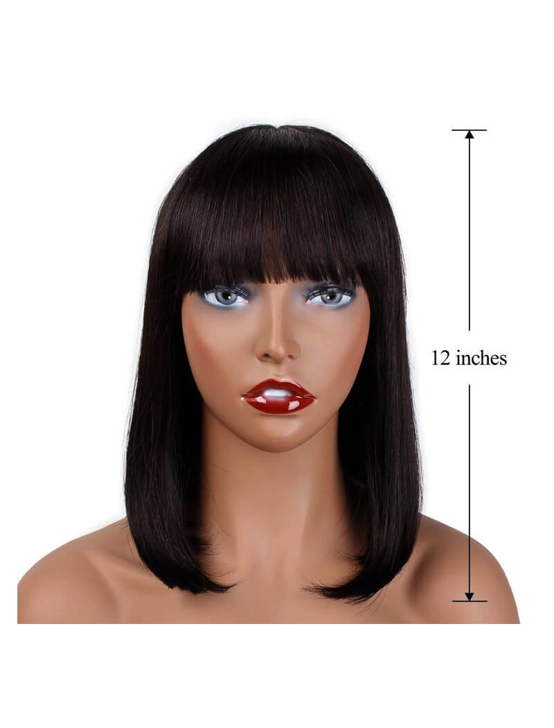 Buy Full Head Premium Synthetic Bob Cut Hair Wig With Bangs (Matte Brown 4  Number) Online At Best Price In India