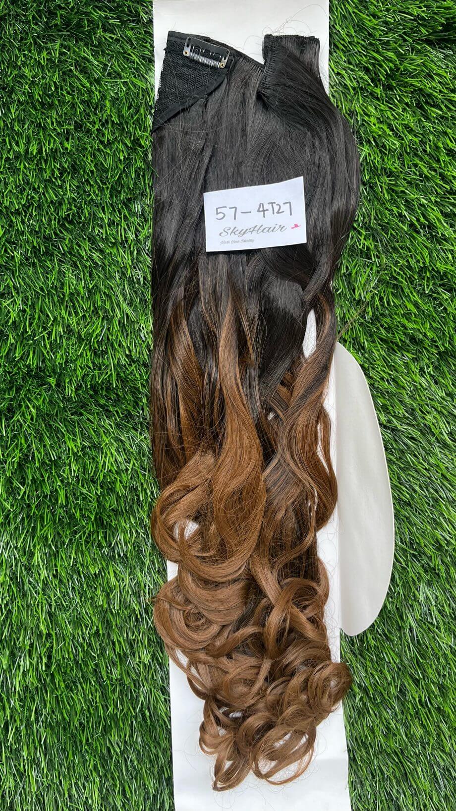 5 Clips based Curly/Wavy 24 Inch 2 Tone Ombre Matte Finish Hair Extensions 200 grams