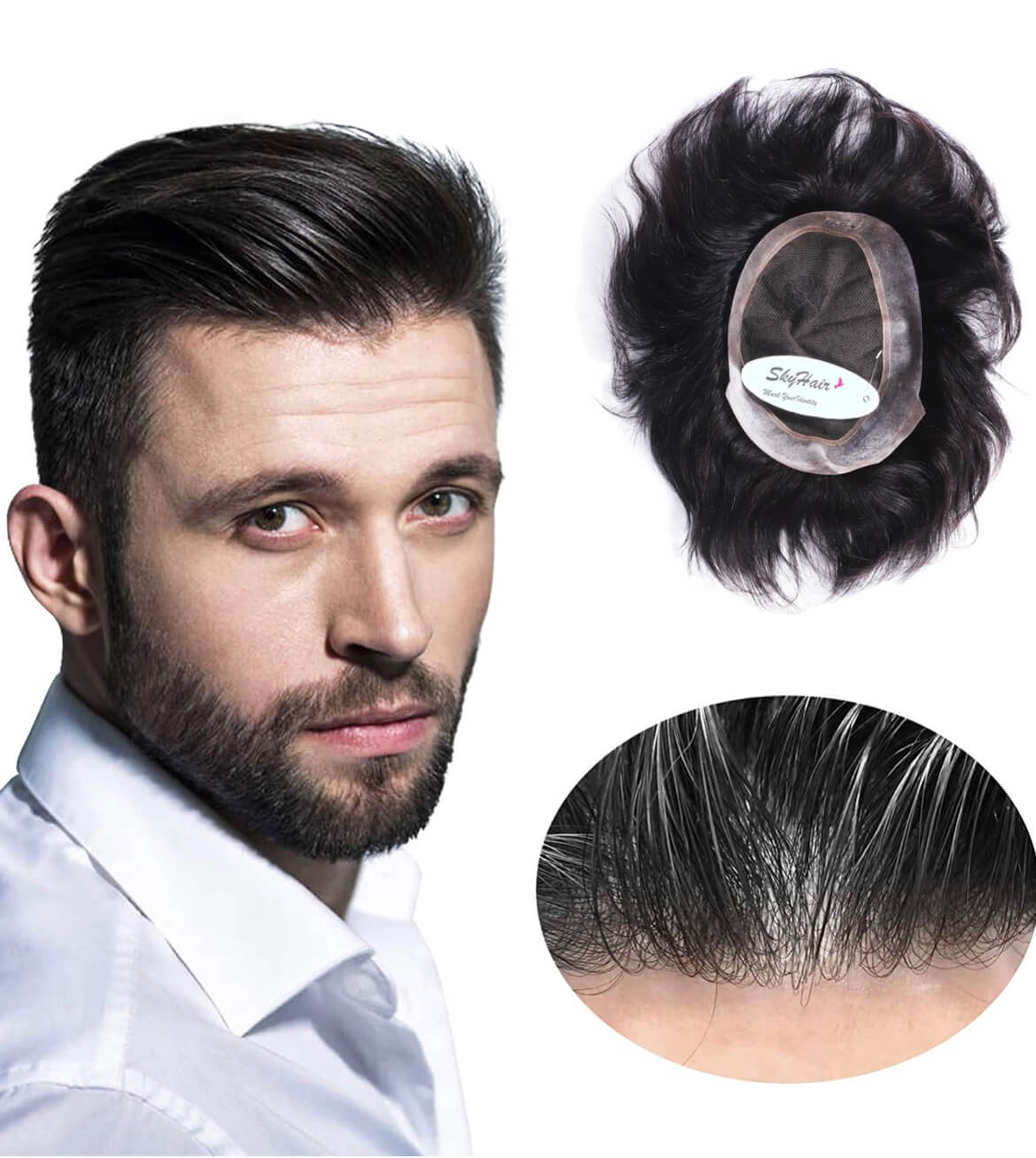 BOXO Full Head Hair Wig Hair Patch System Front Lace Hair Toupee for Men  and Boys in Black Brown Color Free Red Tape and Clips 7 x 5   Amazonin Beauty